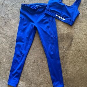 Fashion Nova Sport Electric Blue Leggings and Sports Bra Set